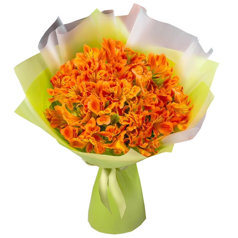 Букет из 15 оранжевых альстромерий