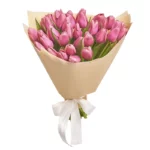 Букет из 35 тюльпанов розового цвета