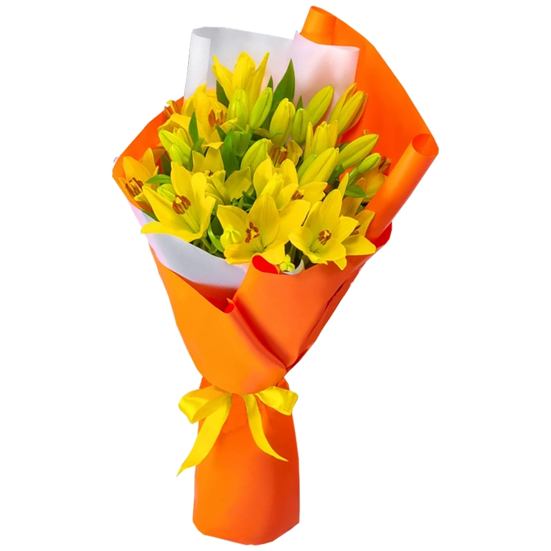 Букет из 9 желтых лилий